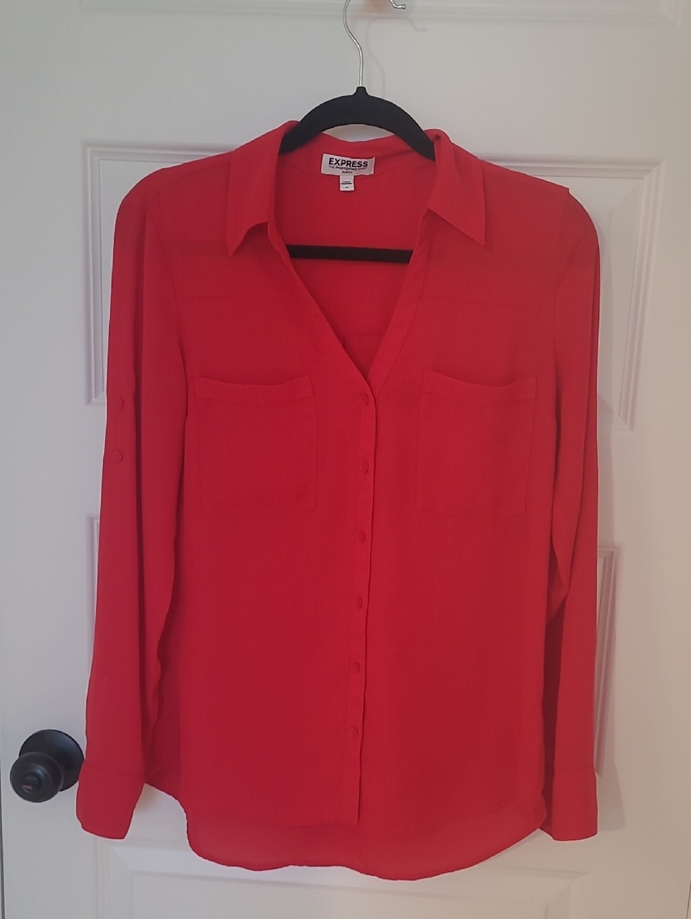 Express Women's  Portofino Red Button-Front Blouse